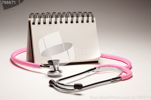 Image of Blank Spiral Note Pad and Pink Pediatric Stethoscope