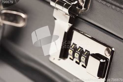 Image of Close Up Shot of Black Briefcase Latch and Lock