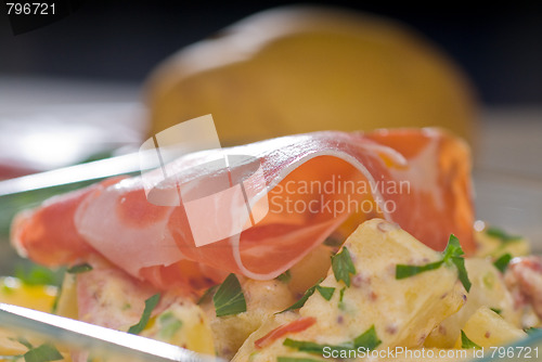 Image of parma ham and potato salad