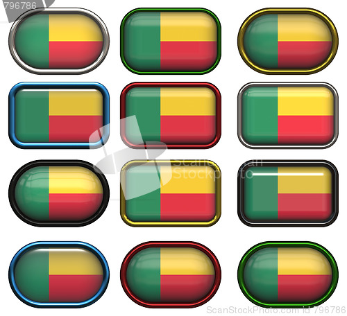 Image of twelve buttons of the Flag of Benin
