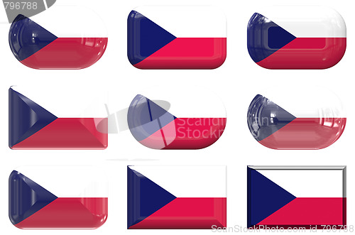 Image of nine glass buttons of the Flag of Czech Repulic