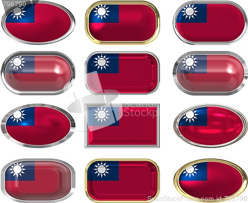 Image of 12 buttons of the Flag of Taiwan
