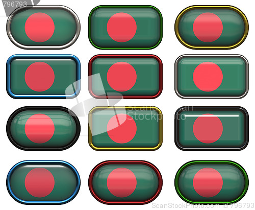 Image of twelve buttons of the Flag of Bangladesh