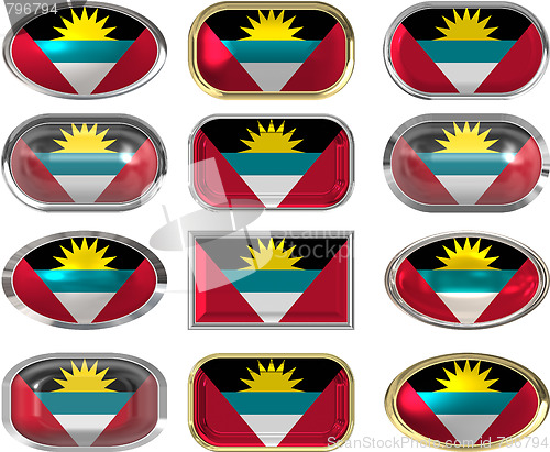 Image of twelve buttons of the Flag of antigua barbuda