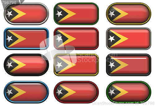 Image of twelve buttons of the Flag of East Timor