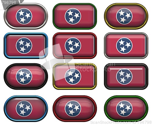 Image of 12 buttons of the Flag of Tennessee