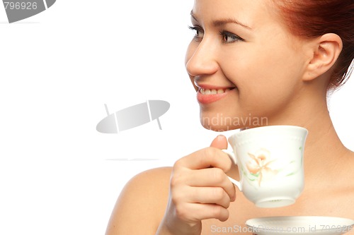 Image of woman potrait with tea cup