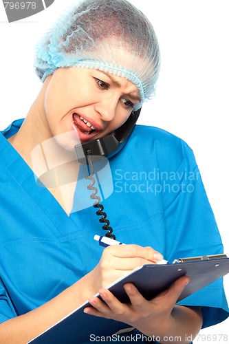 Image of nurse yells
