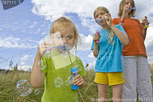 Image of Childrem blowing bubbles