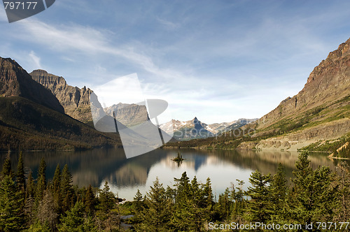 Image of St Mary Lake with Wild Goose Island