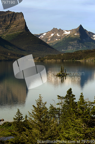 Image of St Mary Lake with Wild Goose Island