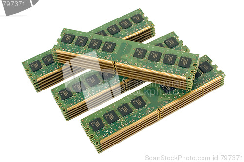 Image of 4 pile of computer memory modules 2