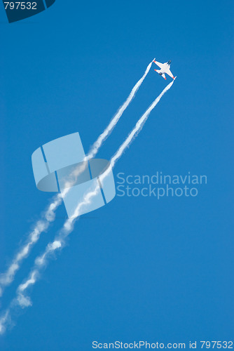 Image of Fighter jet on a blue sky background