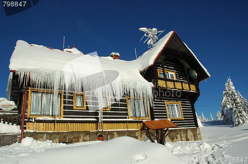 Image of snowy cottage