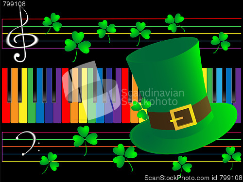 Image of Piano keys and green hat