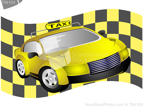 Image of Taxi and flag