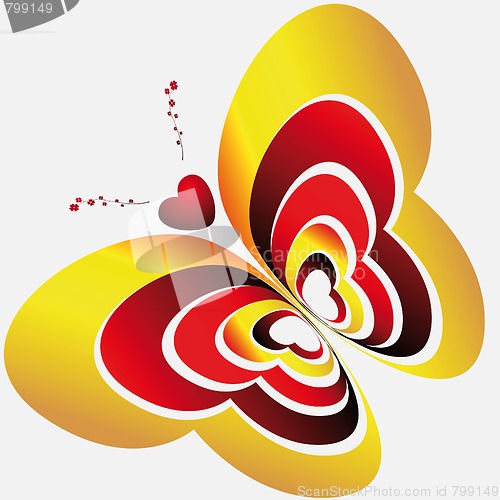 Image of Butterfly-hearts on light background