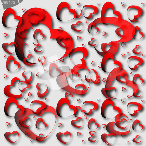 Image of Red hearts and light background