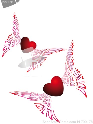Image of Two flying hearts