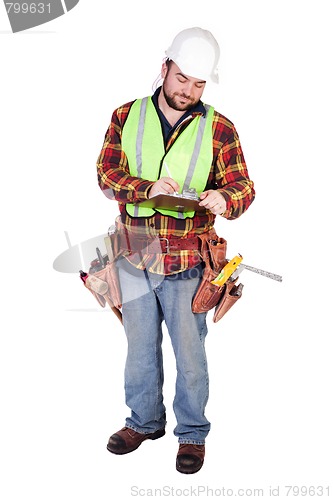 Image of Construction Worker With Clipboard