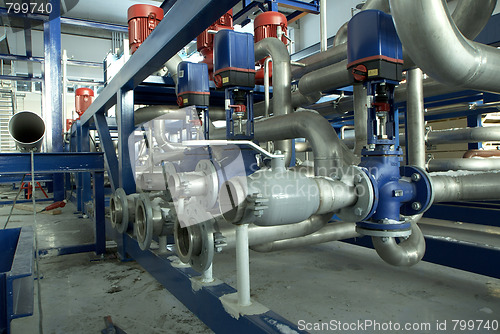 Image of different size and shaped pipes at a power plant