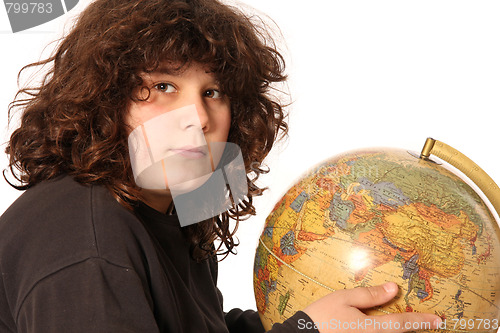 Image of boy and world globe