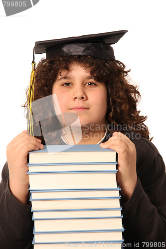 Image of boy and many books 