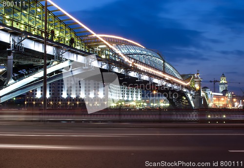 Image of night view bridge in the Moscow