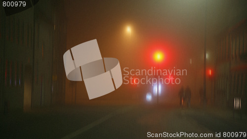 Image of Foggy city night