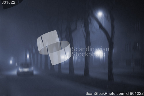 Image of Foggy city night