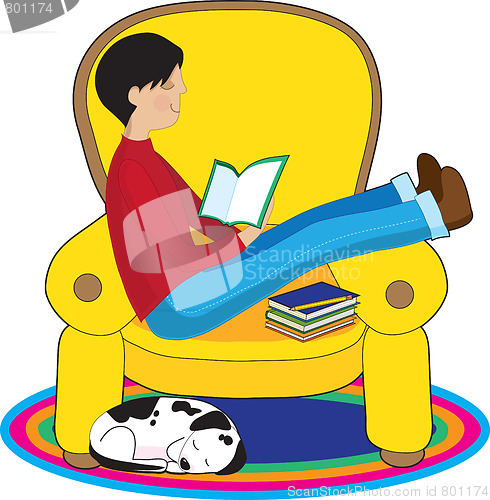 Image of Boy and Dog Reading