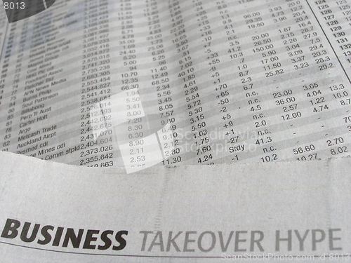 Image of Newspaper stock market reporting.