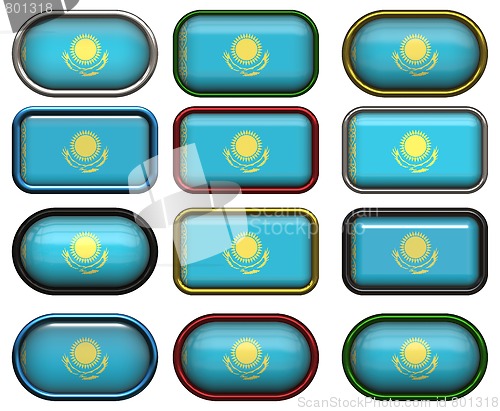 Image of 12 buttons of the Flag of Kazakhstan