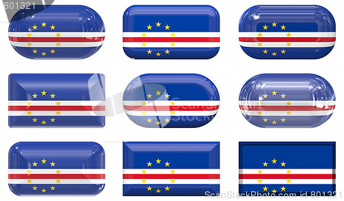 Image of nine glass buttons of the Flag of Cape Verde