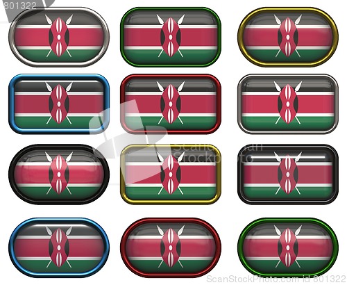 Image of 12 buttons of the Flag of Kenya