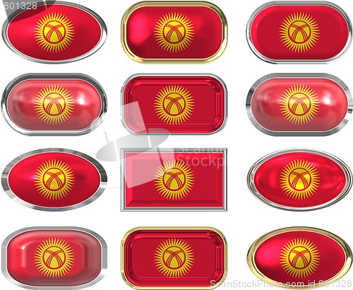 Image of 12 buttons of the Flag of kyrgyzstan