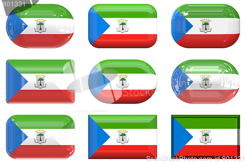 Image of nine glass buttons of the Flag of Equatorial Guinea