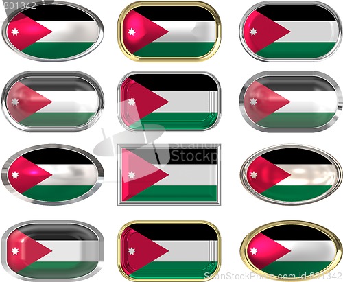 Image of 12 buttons of the Flag of Jordan