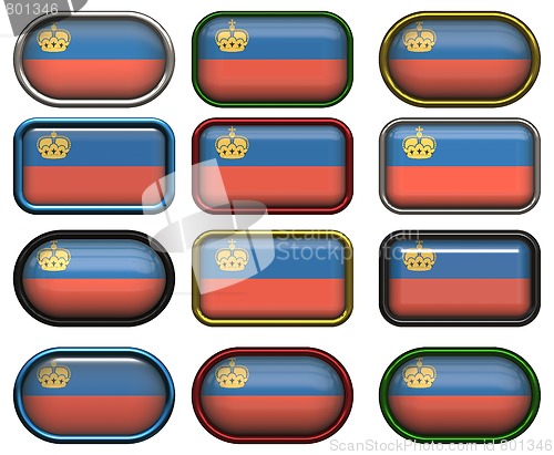 Image of 12 buttons of the Flag of liechtenstein