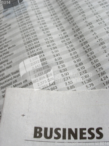 Image of Newspaper stock market reporting.