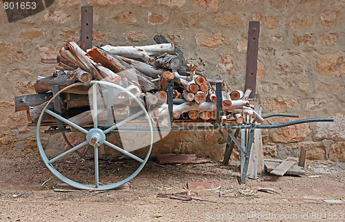 Image of old cart with logs