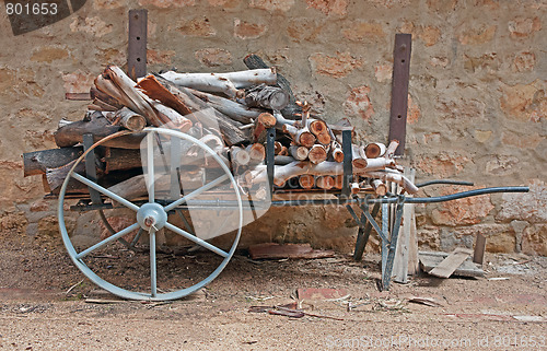 Image of old cart with logs