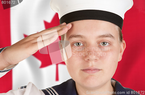 Image of young sailor saluting isolated white background