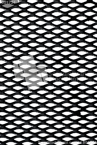 Image of Metal grid over white background