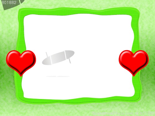 Image of Green Frame with Red Hearts
