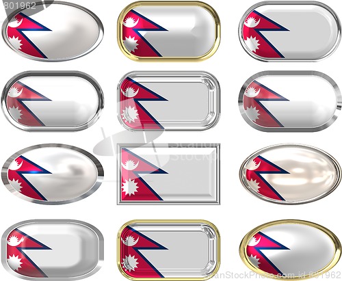 Image of 12 buttons of the Flag of Nepal