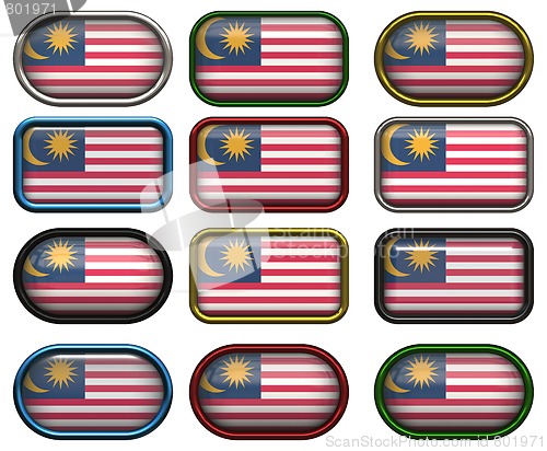 Image of 12 buttons of the Flag of Malaysia