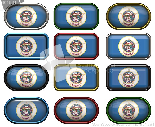 Image of 12 buttons of the Flag of Minnesota