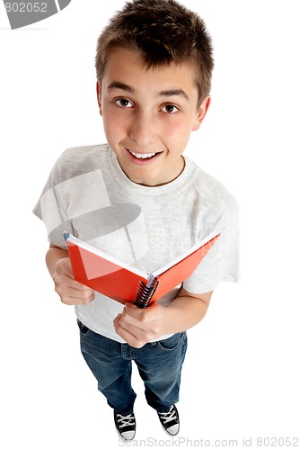 Image of Boy to student with a book