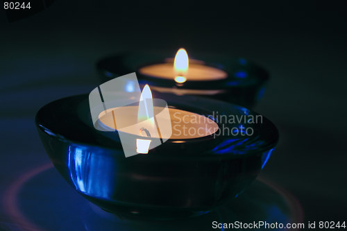 Image of candles and blue holders